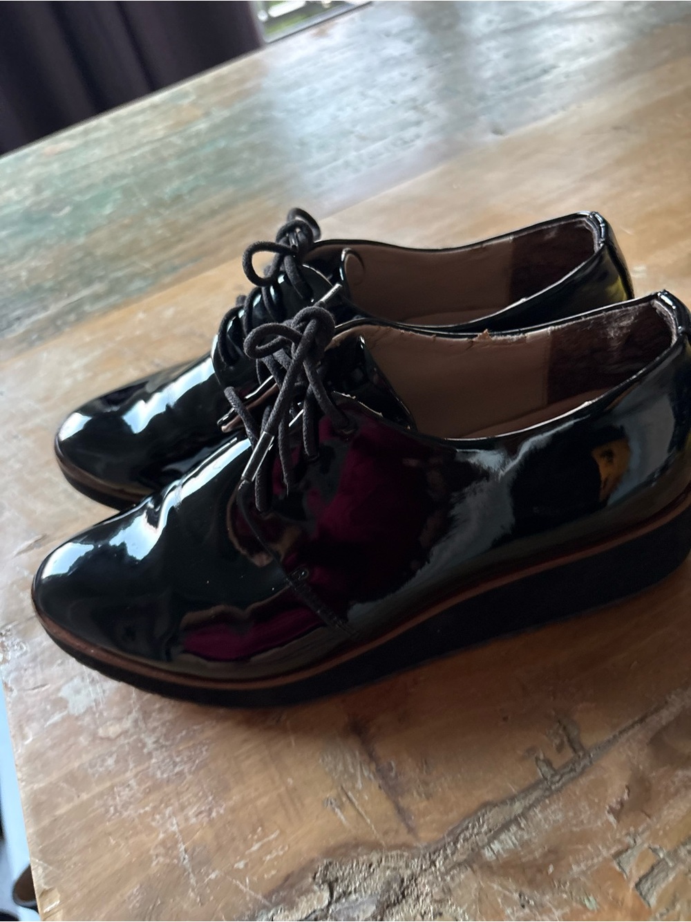Women’s Black Patent Platform Oxford Shoes